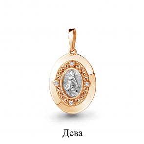 Золотая подвеска Знак зодиака Дева AQUAMARINE с фианитом 23105 фото
