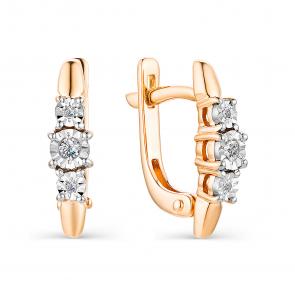 Золотые серьги АЛЬКОР с бриллиантом 23164-100 фото