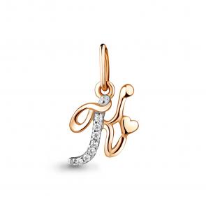 Золотая подвеска-буква К AQUAMARINE с фианитом 23247А фото