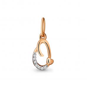 Золотая подвеска-буква О AQUAMARINE с фианитом 23251А фото