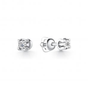 Серьги из белого золота АЛЬКОР с бриллиантом 23315-200 фото