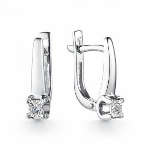 Серьги из белого золота АЛЬКОР с бриллиантом 23316-200 фото
