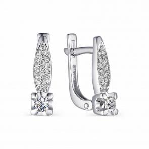Серьги из белого золота АЛЬКОР с бриллиантом 23384-200 фото
