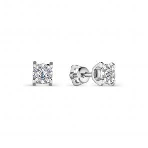 Серьги из белого золота АЛЬКОР с бриллиантом 23420-200 фото