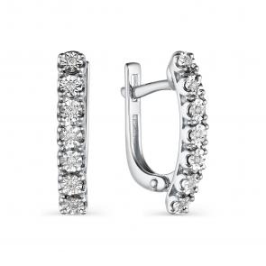 Серьги из белого золота АЛЬКОР с бриллиантом 23476-200 фото
