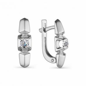 Серьги из белого золота АЛЬКОР с бриллиантом 23516-200 фото