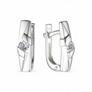 Серьги из белого золота АЛЬКОР с бриллиантом 23778-200 фото