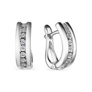 Серьги из белого золота АЛЬКОР с бриллиантом 23948-200 фото