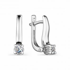 Серьги из белого золота АЛЬКОР с бриллиантом 23997-200 фото
