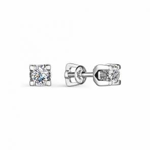 Серьги из белого золота АЛЬКОР с бриллиантом 24000-200 фото