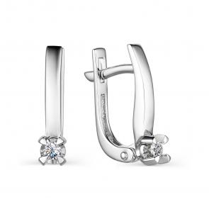 Серьги из белого золота АЛЬКОР с бриллиантом 24001-200 фото