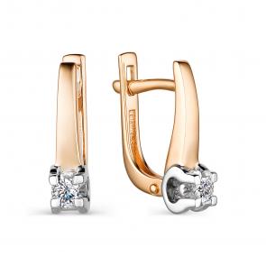 Золотые серьги АЛЬКОР с бриллиантом 24003-100 фото