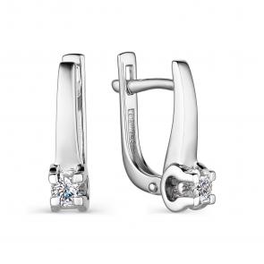 Серьги из белого золота АЛЬКОР с бриллиантом 24003-200 фото