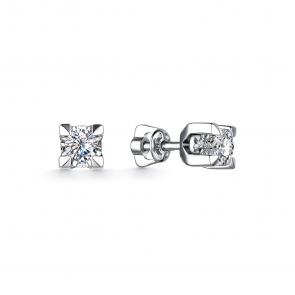 Серьги из белого золота АЛЬКОР с бриллиантом 24174-200 фото