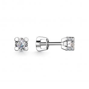 Серьги из белого золота АЛЬКОР с бриллиантом 24272-200 фото