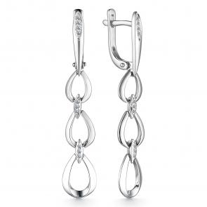 Серьги из белого золота АЛЬКОР с бриллиантом 24304-200 фото