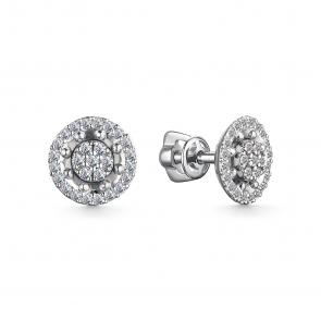 Серьги из белого золота АЛЬКОР с бриллиантом 24415-200 фото