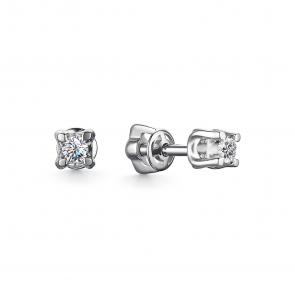 Серьги из белого золота АЛЬКОР с бриллиантом 24481-200 фото
