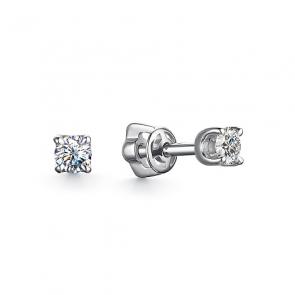 Серьги из белого золота АЛЬКОР с бриллиантом 24528-200 фото