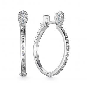 Серьги из белого золота АЛЬКОР с бриллиантом 24604-200 фото