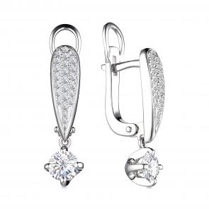 Золотые серьги АЛЬКОР с бриллиантом 24646-5П5 фото