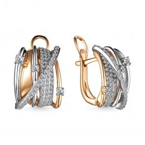 Золотые серьги АЛЬКОР с бриллиантом 24743-100 фото