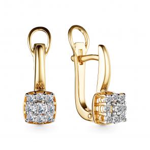 Серьги из лимонного золота АЛЬКОР с бриллиантом 24749-300 фото