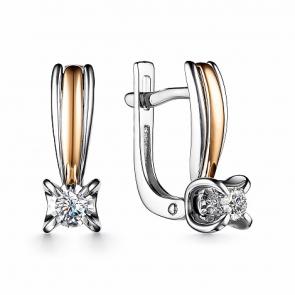Серьги из белого золота АЛЬКОР с бриллиантом 24769-П00 фото