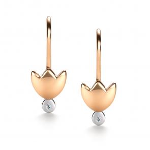 Золотые серьги АЛЬКОР с бриллиантом 24790-100 фото