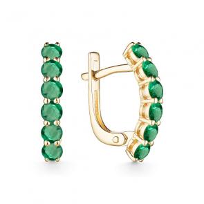 Серьги из лимонного золота АЛЬКОР с изумрудом 24824-301 фото