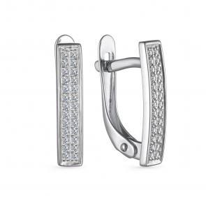 Серьги из белого золота АЛЬКОР с бриллиантом 24862-200 фото