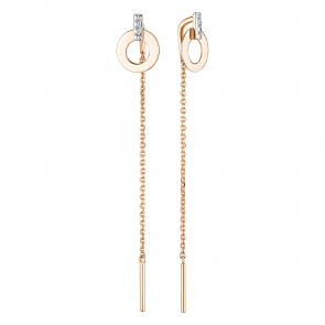 Золотые серьги АЛЬКОР с бриллиантом 25047-100 фото