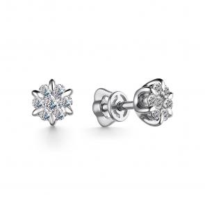 Серьги из белого золота АЛЬКОР с бриллиантом 25087-200 фото