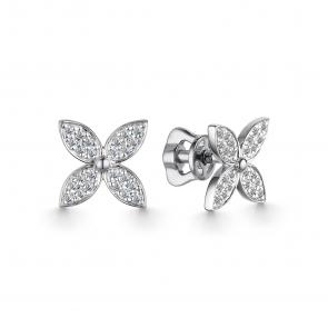 Серьги из белого золота АЛЬКОР с бриллиантом 25108-200 фото