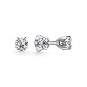 Серьги из белого золота АЛЬКОР с бриллиантом 25116-200 фото