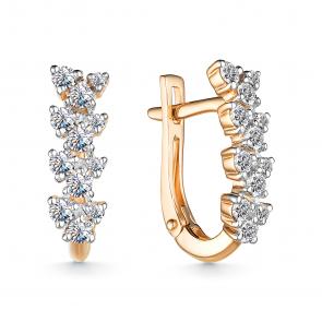 Золотые серьги АЛЬКОР с бриллиантом 25209-100 фото