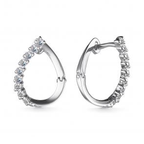 Серьги из белого золота АЛЬКОР с бриллиантом 25214-200 фото