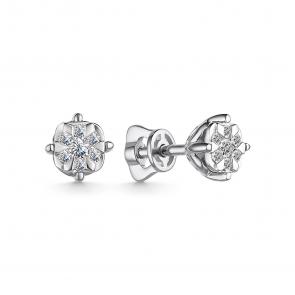 Серьги из белого золота АЛЬКОР с бриллиантом 25251-200 фото