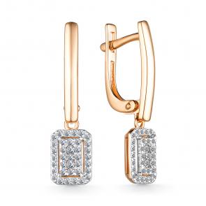 Золотые серьги АЛЬКОР с бриллиантом 25252-100 фото