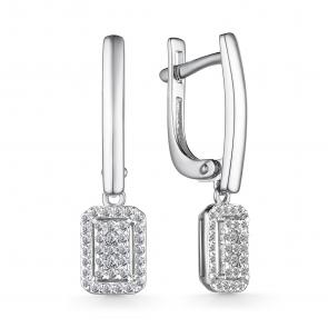 Серьги из белого золота АЛЬКОР с бриллиантом 25252-200 фото