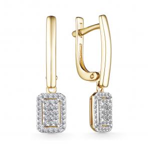 Серьги из лимонного золота АЛЬКОР с бриллиантом 25252-300 фото