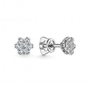 Серьги из белого золота АЛЬКОР с бриллиантом 25253-200 фото