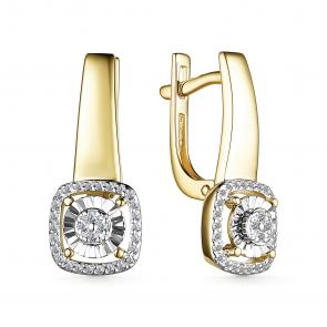 Серьги из лимонного золота АЛЬКОР с бриллиантом 25342-300 фото