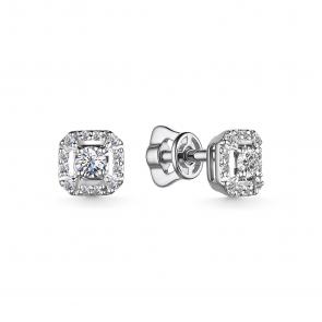 Серьги из белого золота АЛЬКОР с бриллиантом 25365-200 фото