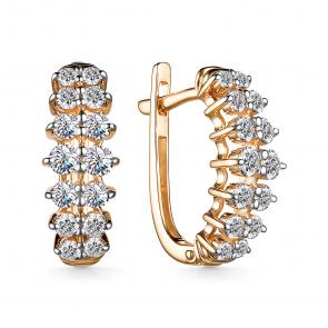 Золотые серьги АЛЬКОР с бриллиантом 25381-100 фото