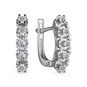 Серьги из белого золота АЛЬКОР с бриллиантом 25399-200 фото
