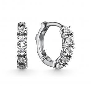 Серьги из белого золота АЛЬКОР с бриллиантом 25411-200 фото