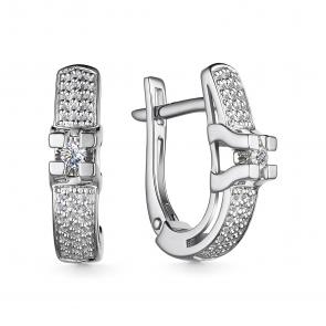 Серьги из белого золота АЛЬКОР с бриллиантом 25448-200 фото