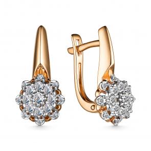 Золотые серьги АЛЬКОР с бриллиантом 25450-100 фото