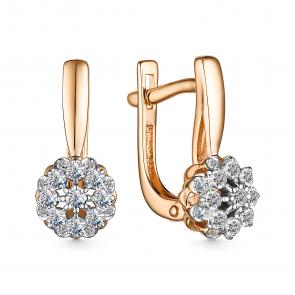 Золотые серьги АЛЬКОР с бриллиантом 25458-100 фото